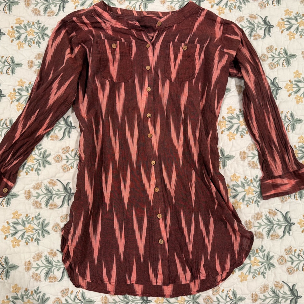 Orange and Brown Striped Long Sleeve Tunic